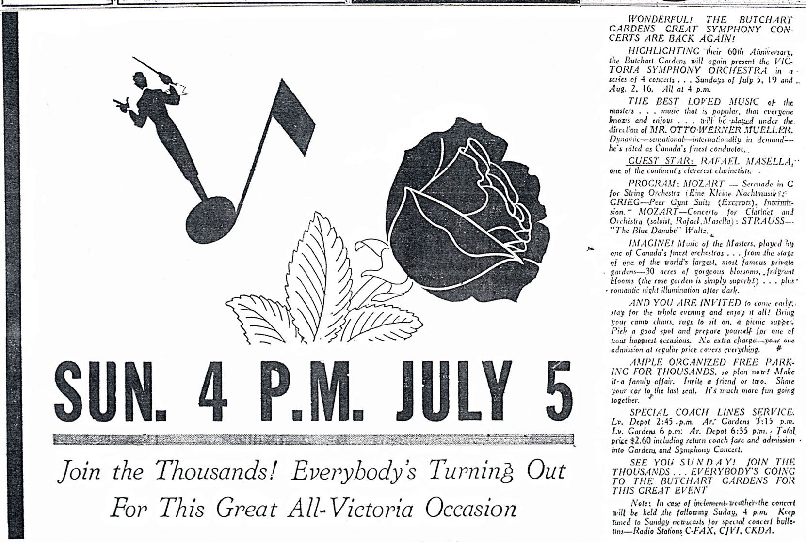 Butchart Gardens Concert Program, 5 July 1965