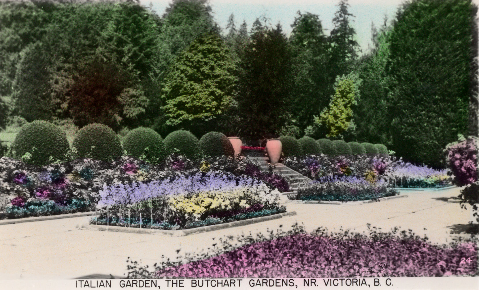 Postcard of the Italian Garden, circa 1940 (Author's collection)