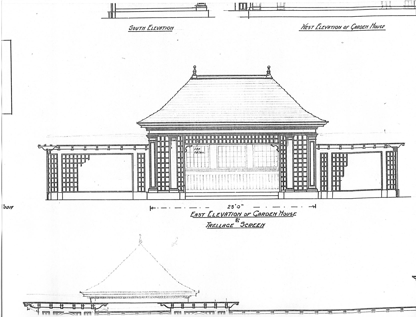 Detail from Samuel Maclure drawing for Jennie Butchart's Private Garden, 1920. This design is still in place. (courtesy of UVic Library - Special Collections)