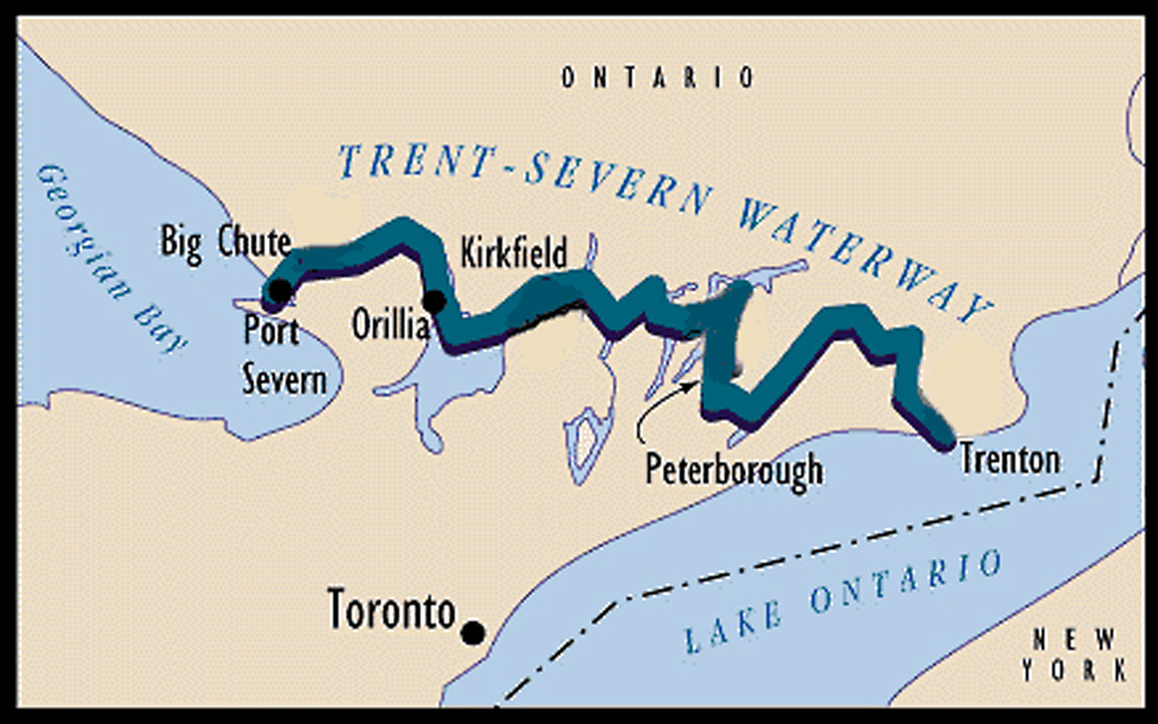 Trent-Severn Waterway map (courtesy of Parks Canada)