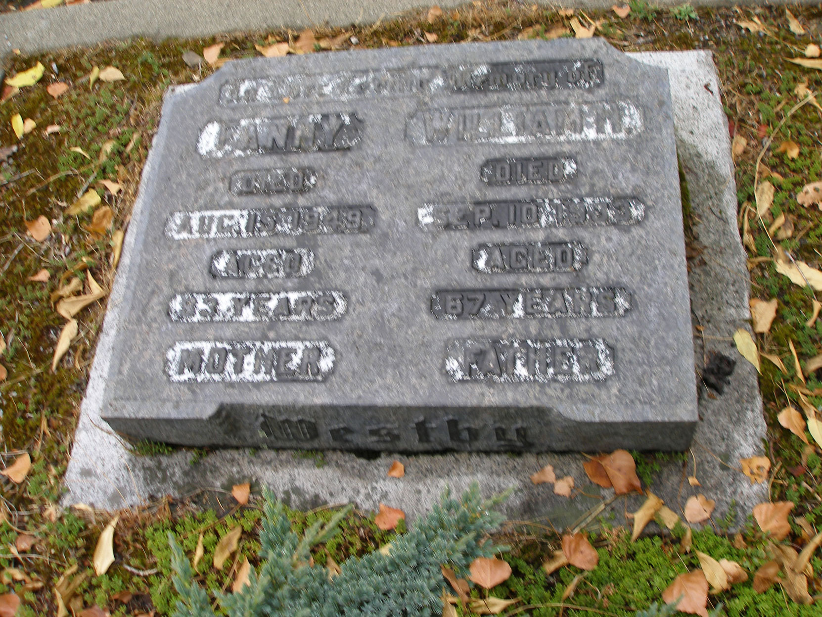 William Henry Westby grave stone, St. Luke's Anglican Cemetery, Saanich, B.C. (photo by author)