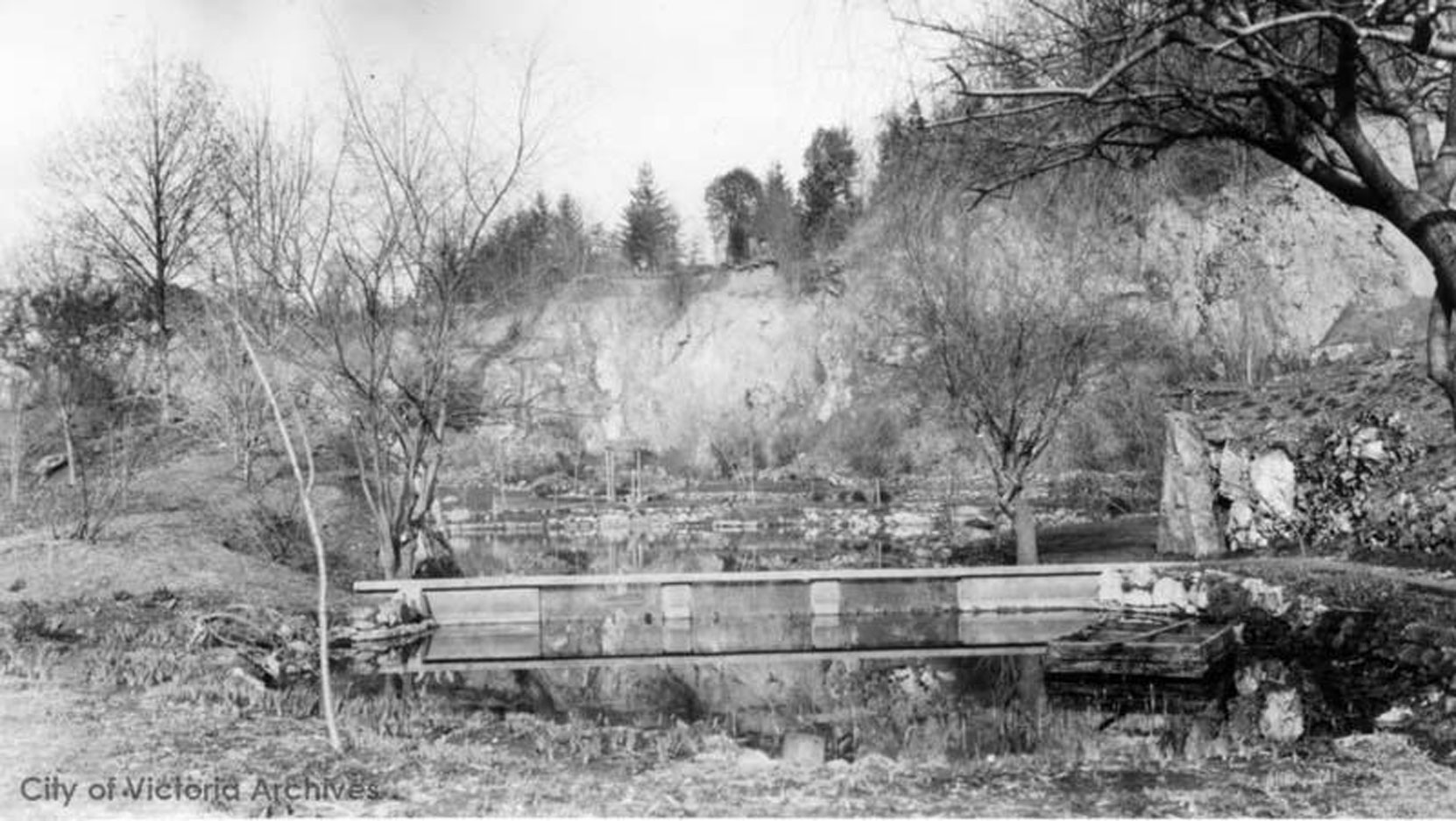 Sunken Garden Trout Pond, circa 1910 (City of Victoria Archives photo M05819)