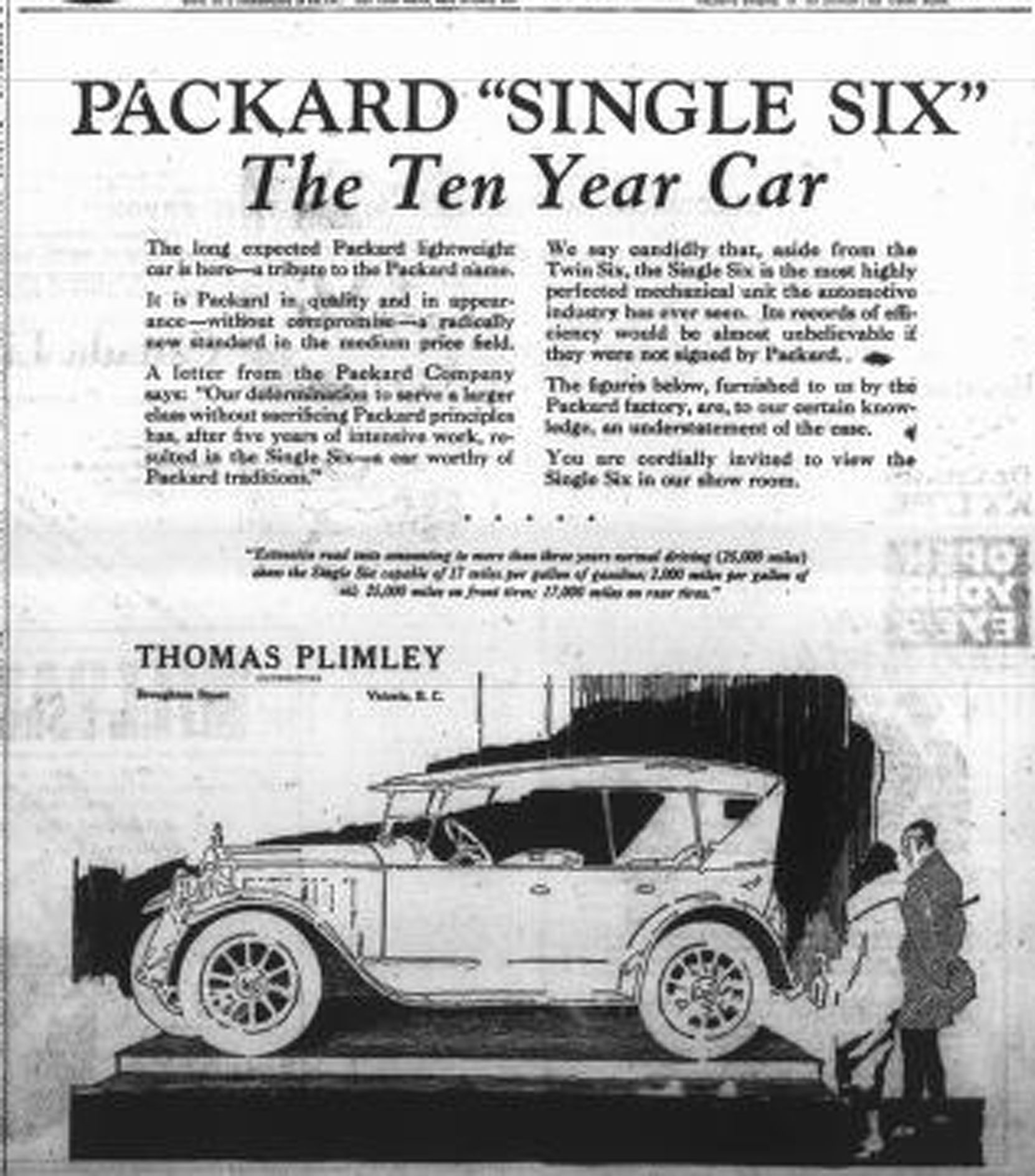 Packard advertisement in a Victoria newspaper, December 1920 [Author's collection]